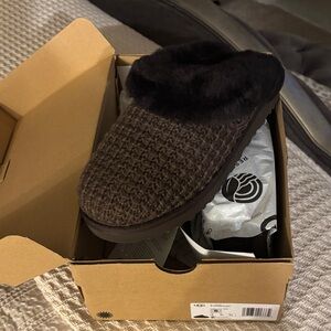 UGG Chocolate Cluggette Knit Slippers with Fur